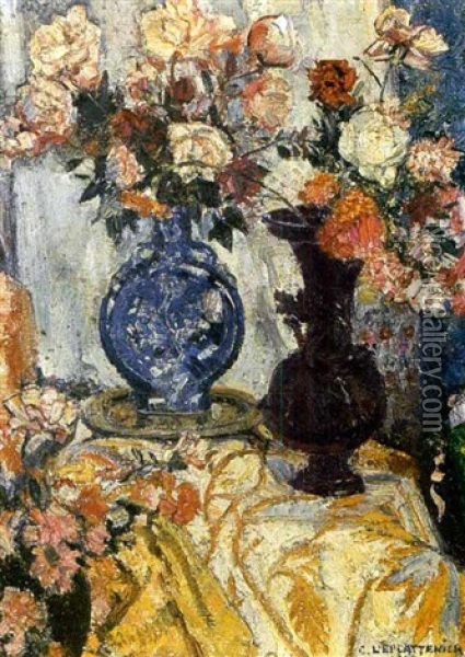 Bouquet De Fleurs Oil Painting - Charles L'Eplattenier
