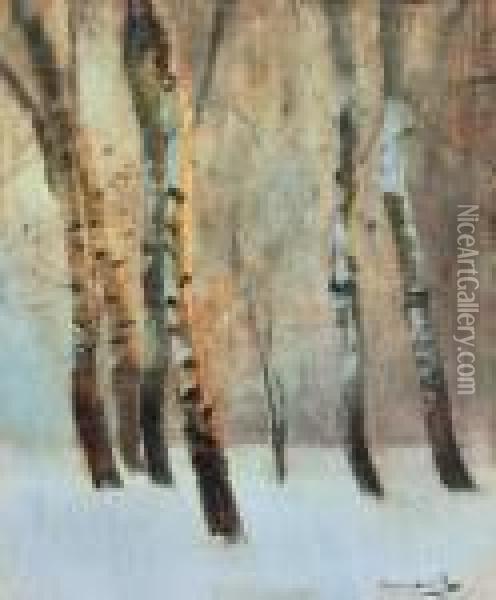 Winter Forest Oil Painting - Laszlo Mednyanszky