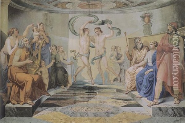 Danza Dei Figli Di Alcinoo In Onore De Ulisse Oil Painting - Pietro Paoletti