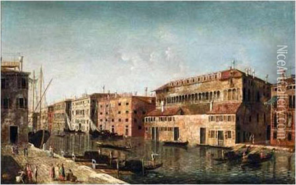 Venice, A View Of The Grand Canal With The Fondaco Dei Turchi Oil Painting - Michele Marieschi