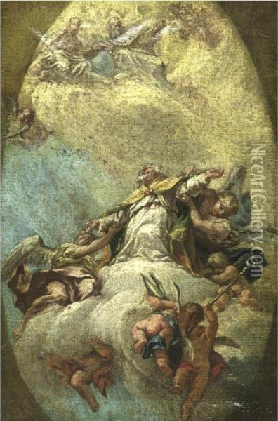 Apotheosis Of A Bishop Oil Painting - Francesco Fontebasso
