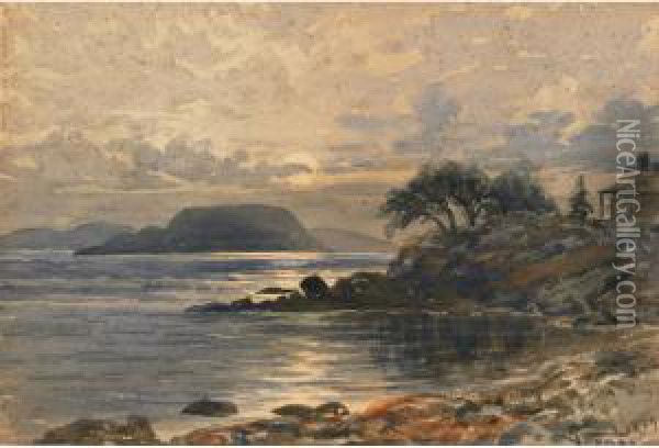 Lake View At Sunset Oil Painting - Frederick Arthur Verner