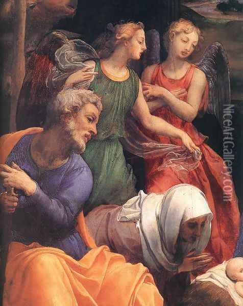 Adoration of the Shepherds (detail 1) 1535-40 Oil Painting - Agnolo Bronzino