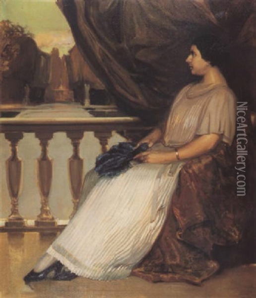 Retrato De Dama Con Abanico Oil Painting - Salvador Tuset