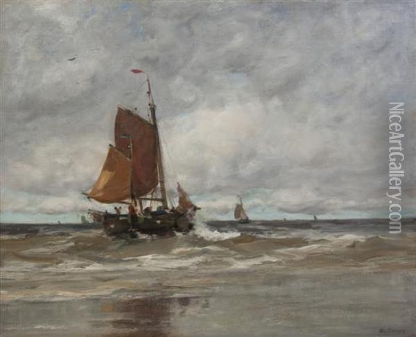 Dutch Fishing Boats Oil Painting - Charles Paul Gruppe
