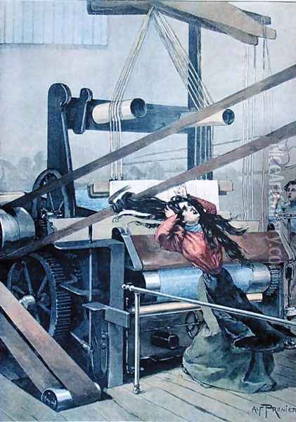 Accident in a textile mill in Lille, illustration from Le Petit Journal, 1898 Oil Painting - Alfred Pronier