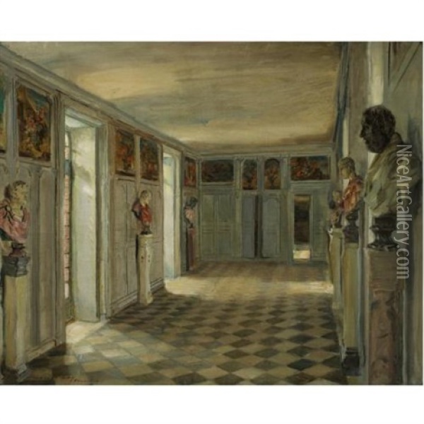 Galerie Des Bustes, Chateau Du Reveillon Oil Painting - Walter Gay