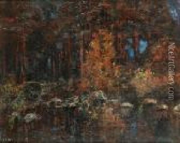 Woodland Scene With Pond Oil Painting - John Crampton Walker