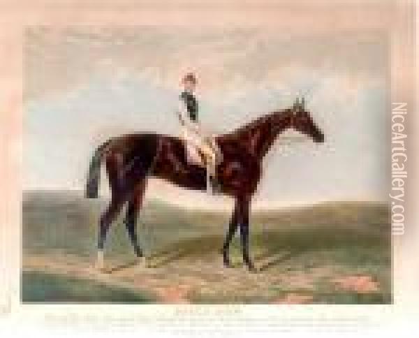 Equestrian Prints Depicting 
Shotover And Dutch Oven With Tom Cannonand Fred Archer Up Respectively Oil Painting - Edwin Frederick Holt