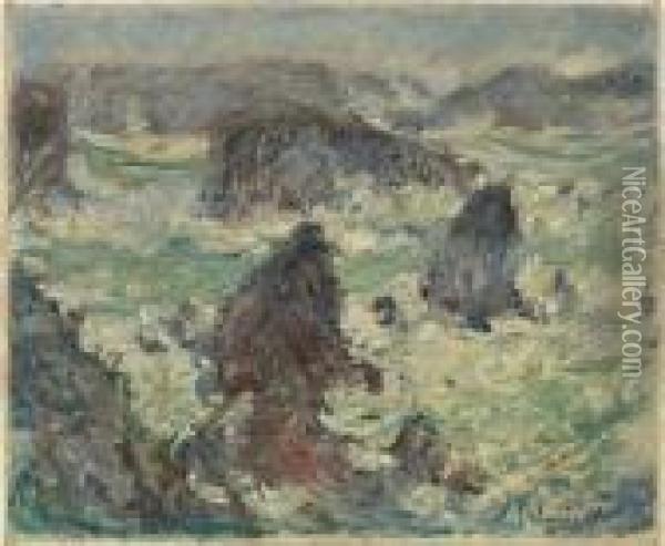 Tempete Sur Lescotes De Belle-ile Oil Painting - Claude Oscar Monet
