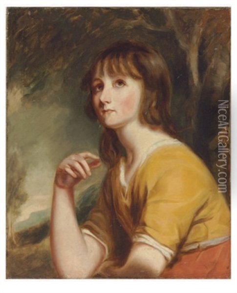 Portrait Of A Girl (lady Catherine Powlett, Countess Of Darlington?) Oil Painting - Thomas Stewardson