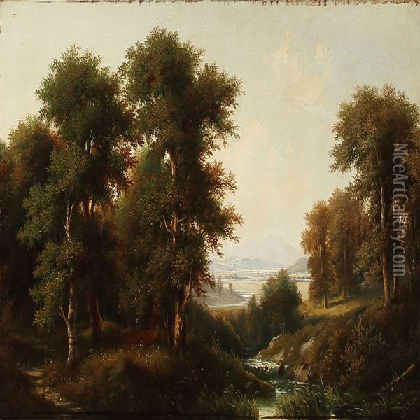 Autumn Landscape Outside Nassau In Germany Oil Painting - Josef, Jacob Burgaritzky