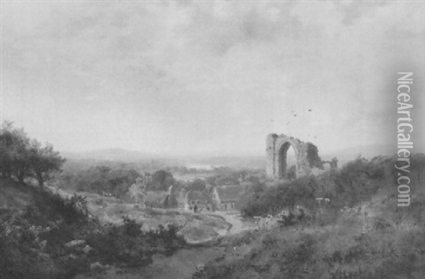 Landscape Environs Of Dale Abbey, Derbyshire Oil Painting - Edmund John Niemann