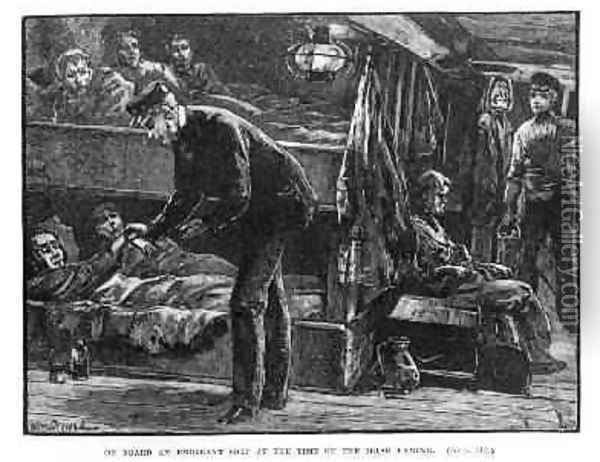 On Board an Emigrant Ship at the Time of the Irish Famine Oil Painting - Overend, William Heysham