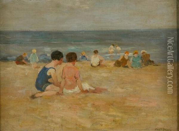 On The Beach Oil Painting - Charles Paul Gruppe