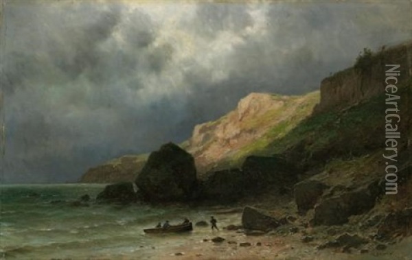 Falaises A Dinard, Pres St.malo, Bretagne (cliff In Dinard, Near St.malo, Brittany) Oil Painting - Gustave Eugene Castan