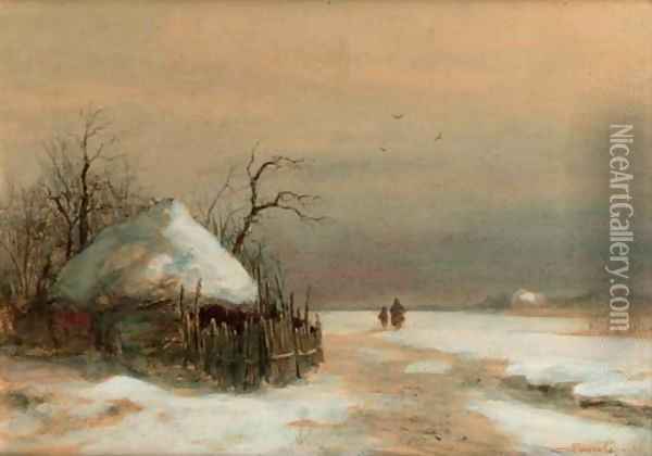 A winter landscape 2 Oil Painting - Louis Apol