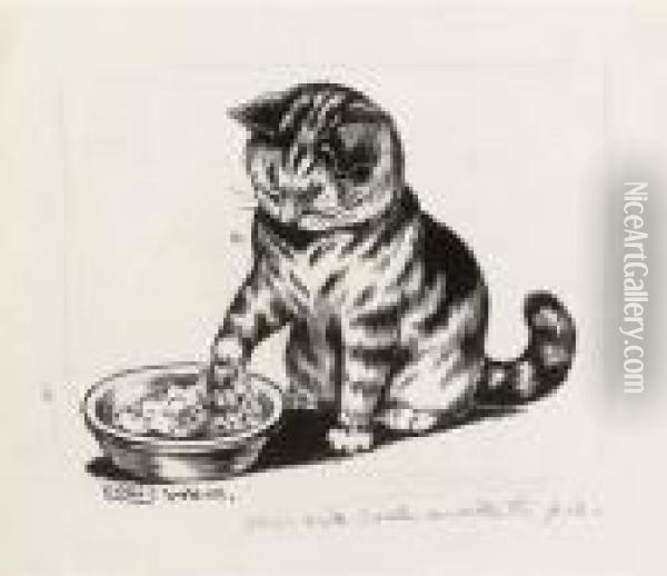 How Our Cook Made The Pie Oil Painting - Louis William Wain