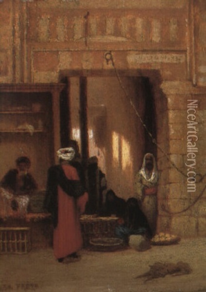 In The Souk Oil Painting - Charles Theodore (Frere Bey) Frere