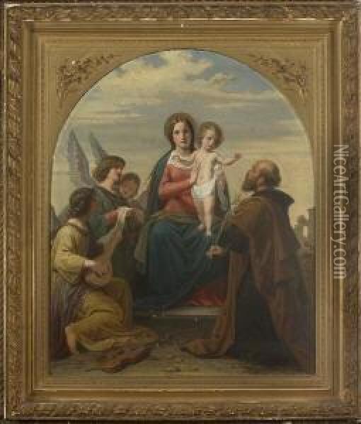 Heilige Familie Mit Musizierenden
 Engeln. Oil Painting - Wilhelm I Durr