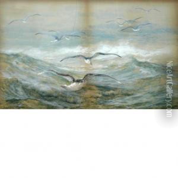 Gulls In The Surf Oil Painting - Edward Moran
