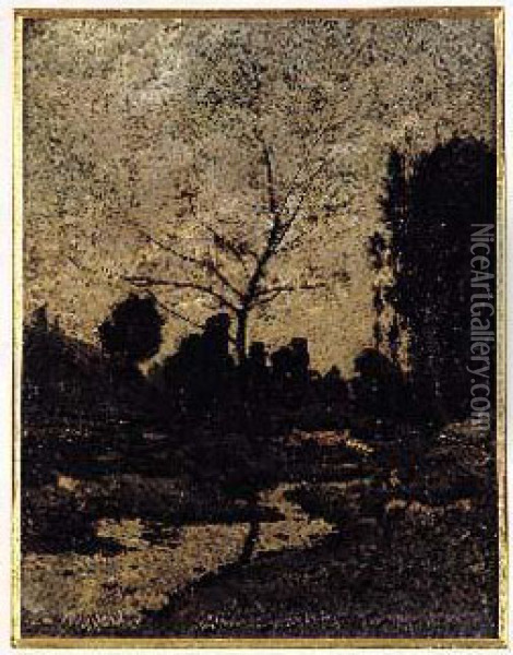 Les Ruines D'herissau Au Crepuscule, Circa 1876 Oil Painting - Henri-Joseph Harpignies