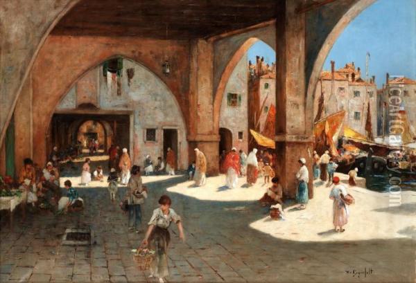 Venetian Quayside Oil Painting - Wilhelm von Gegerfelt