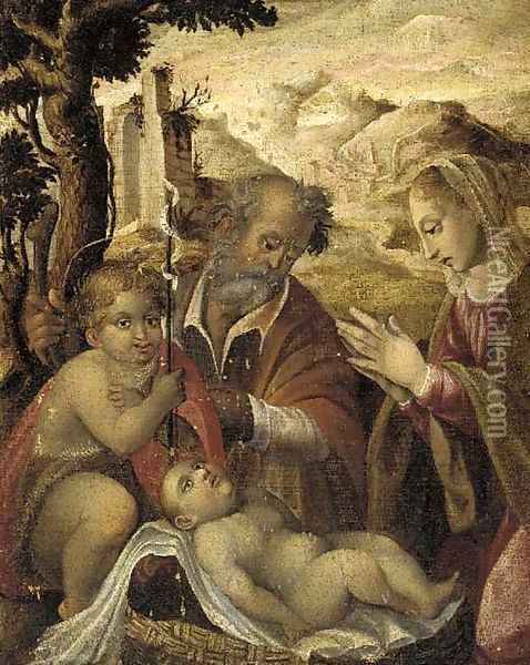 The Holy Family with the Infant Saint John the Baptist Oil Painting - Jan Van Scorel