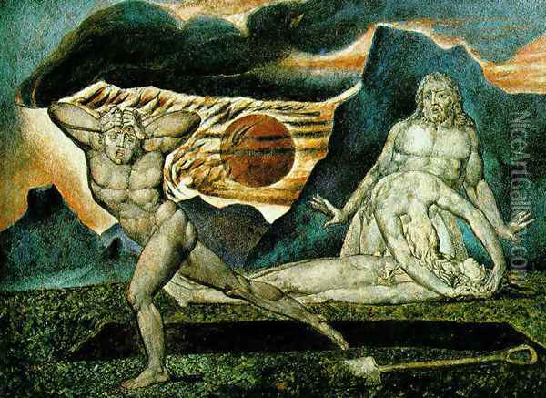 The Body of Abel Found by Adam & Eve 1825 Oil Painting - William Blake
