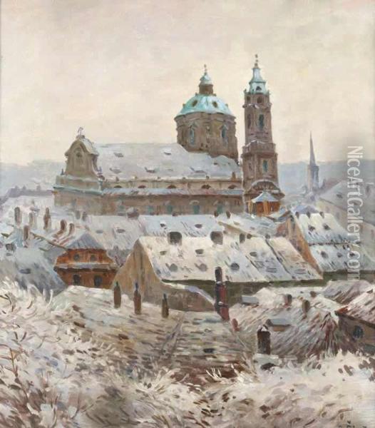 Winter In The Lesser Quarter Oil Painting - Jaroslav Simunek