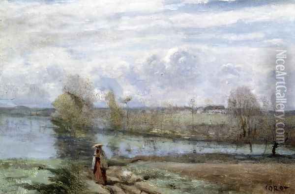 Girl by the Water Oil Painting - Jean-Baptiste-Camille Corot