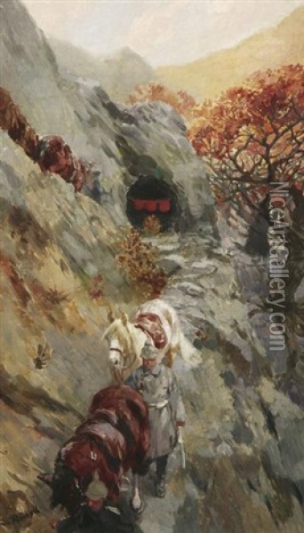 Kavallerie Im Gebirge Oil Painting - Theodor Rocholl