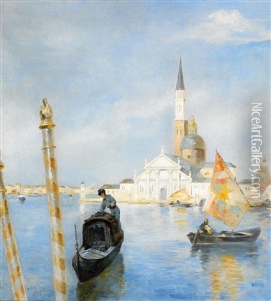 Vy Mot Santa Maria Della Salute - Venedig Oil Painting - Agneta (Agnes) Boerjesson