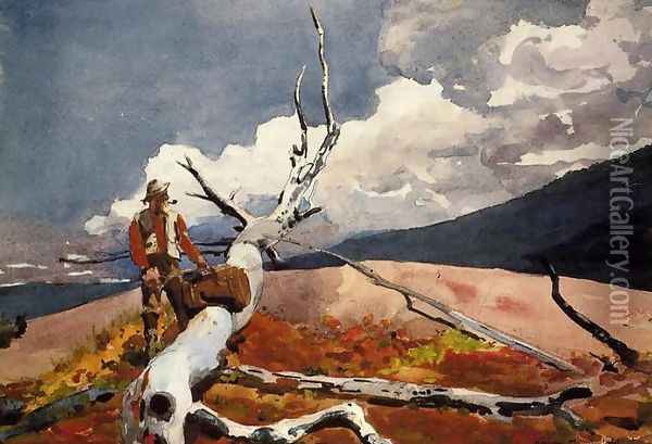 Woodsman and Fallen Tree Oil Painting - Winslow Homer
