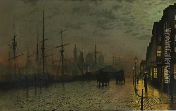 Prince's Dock, Hull 2 Oil Painting - John Atkinson Grimshaw