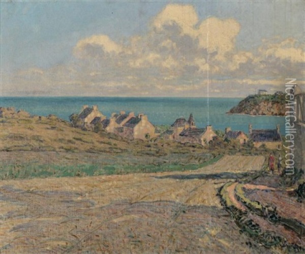 Maisons Au Bord De La Mer En Bretagne Oil Painting - Louis Claude Paviot