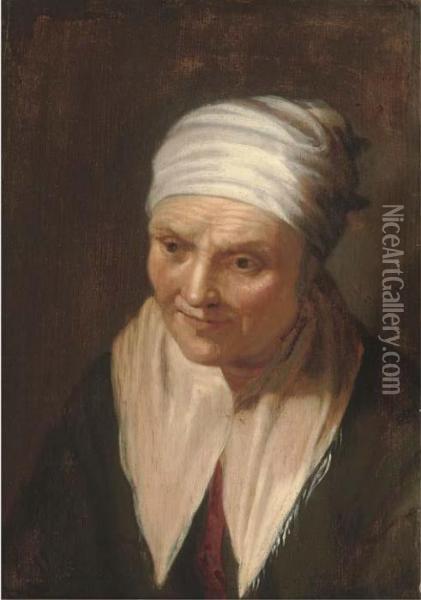 An Old Peasant Woman Wearing A White Cap Oil Painting - Hendrick Bloemaert