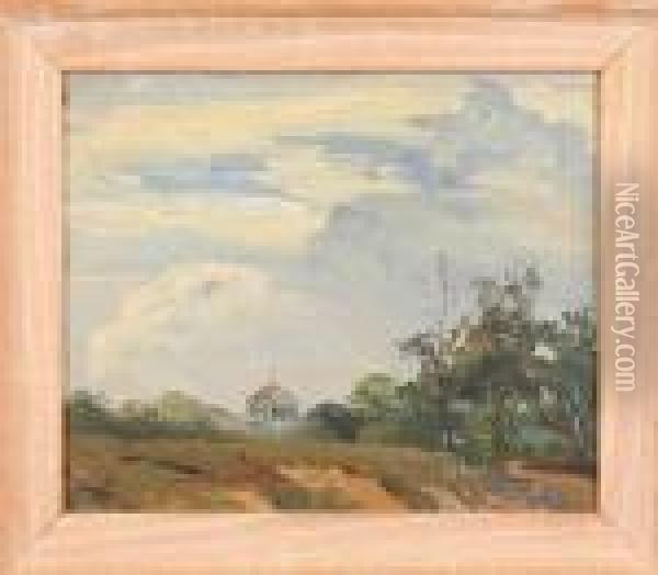 Landscape With Building Oil Painting - Mary Cable Butler