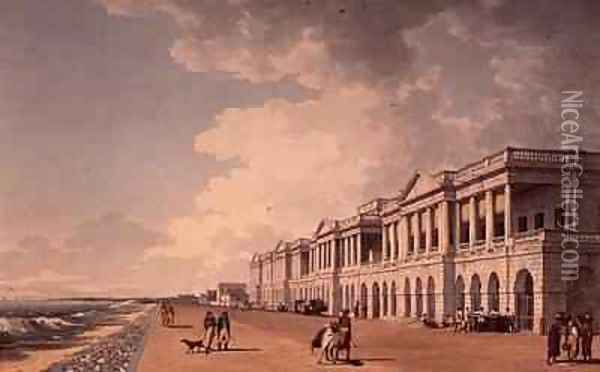 North east view of Bentincks Buildings the Beach Madras Oil Painting - John Gantz