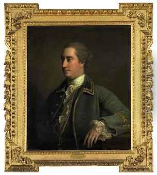 Portrait Of A Gentleman, 
Traditionally Identified As Peter Daly, Ofquansbury, Half-length, In A 
Gold-embroidered Green Frock Coat Andwhite Stock Oil Painting - Allan Ramsay