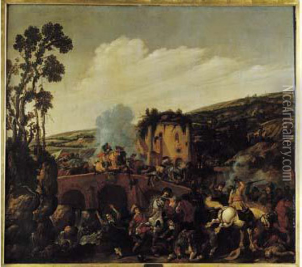 Choc De Cavalerie Sur Un Pont Oil Painting - Jan Anthonisz Van Ravesteyn