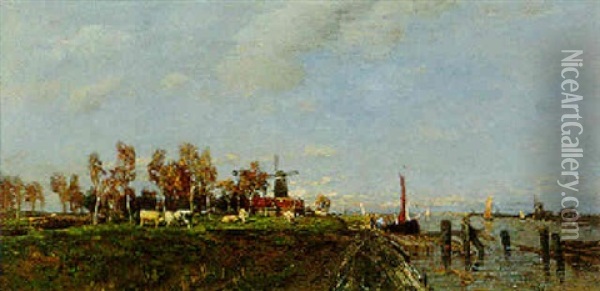 Hollandische Landschaft Oil Painting - Tina Blau-Lang