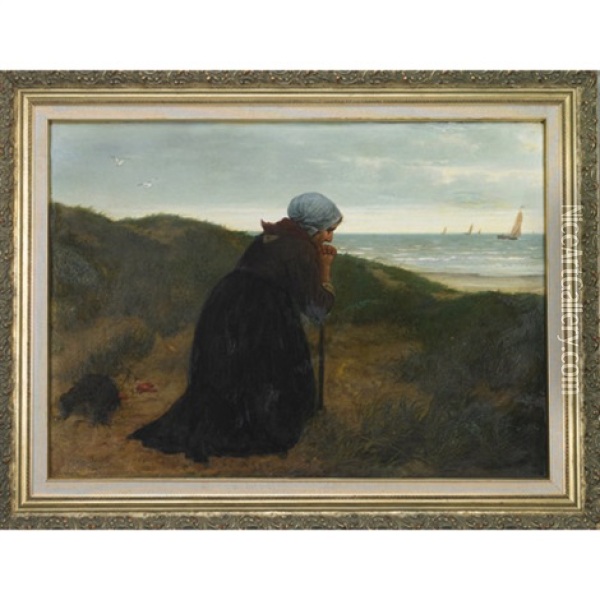 Fisherman's Wife Praying For A Happy Return Oil Painting - Henri Bource
