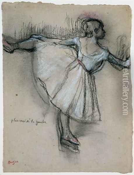 Dancer at the Bar, c.1885 Oil Painting - Edgar Degas