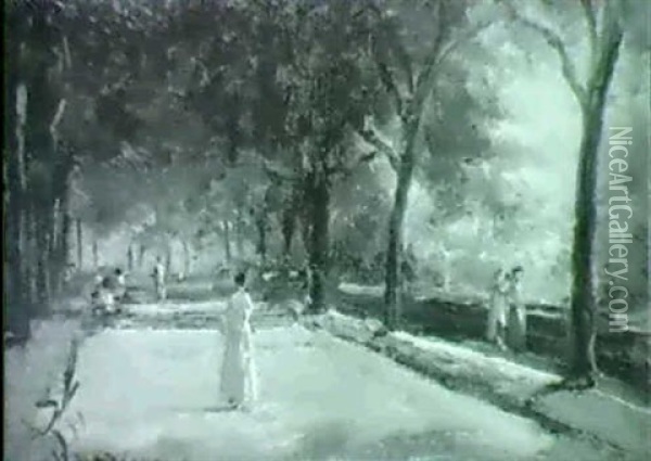 On Riverside Drive Oil Painting - Percival de Luce