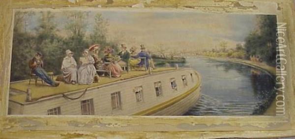 Boating Down Canal Oil Painting - Edward Lamson Henry