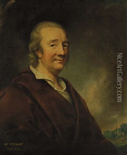Portrait Of William Stewart Of Killymoon Castle, In A Red Coat, A Wooded Landscape Beyond Oil Painting - Martin Cregan