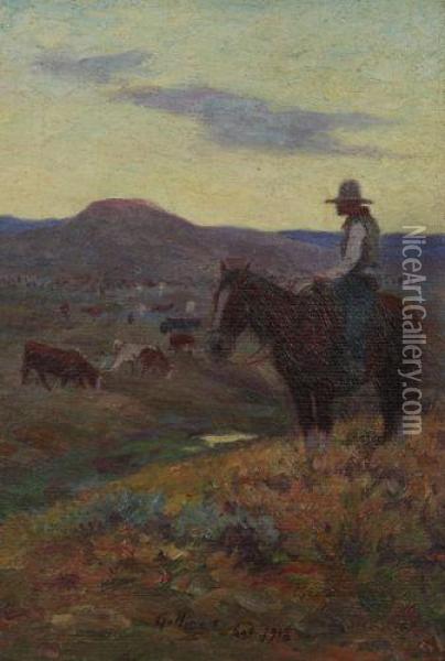 Watching The Herd Oil Painting - William Evans Linton