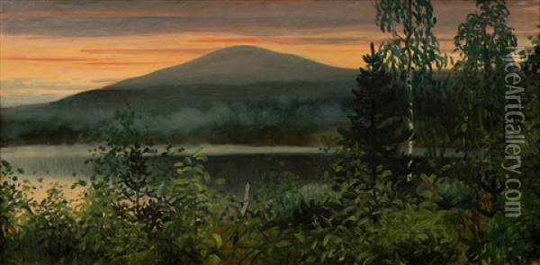 Night At Aavasaksa Oil Painting - Juho Kyyhkynen