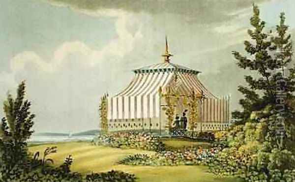 A Venetian Tent, from Ackermanns Repository of Arts, 1822 Oil Painting - John Buonarotti Papworth
